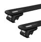 Preview: Thule Raised Rail Evo 7104 mit 7111 mit Thule Wingbar Black Evo 108 cm