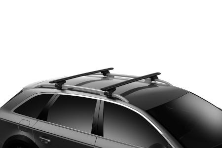 Thule Raised Rail Evo 7104 mit 7111 mit Thule Wingbar Black Evo 108 cm